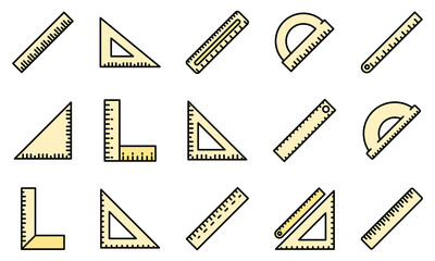 Poster - ruler icons set. outline set of ruler vector icons thin line color flat on white