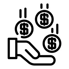 Poster - Hand dollars icon. Outline hand dollars vector icon for web design isolated on white background