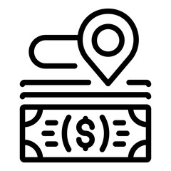 Poster - Money location icon. Outline money location vector icon for web design isolated on white background