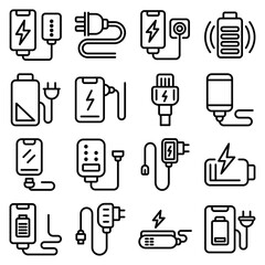 Poster - Charger icons set. Outline set of charger vector icons for web design isolated on white background