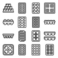 Poster - ice cube trays icons set. outline set of ice cube trays vector icons for web design isolated on whit