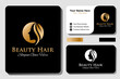 © Agung - feminine luxury and Beauty woman hair salon gold gradient logo. nature cosmetic, skin care business logo with business card design