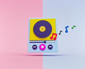 Aufkleber - modern minimal audio music player concept. audio media playback controls. 3d rendering