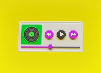 Aufkleber - modern minimal audio music player concept. audio media playback controls. 3d rendering