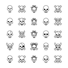 Canvas Print - twenty five death skulls heads set collection icons