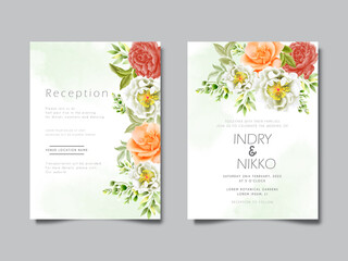 beautiful and elegant floral watercolor wedding invitation