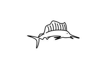 Wall Mural - Sailfish Minimalist Linear Logo