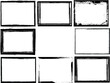 © miloje - Vector Frames. rectangles for image. distress texture . Grunge Black and White borders isolated on the transparent background . Dirt effect .