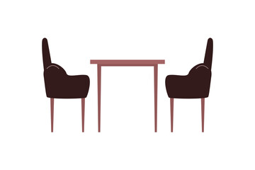 Fototapete - Table and chairs flat color vector object. Armchairs. Coffee table. Home furnishing. Kitchen and living room furniture isolated cartoon illustration for web graphic design and animation