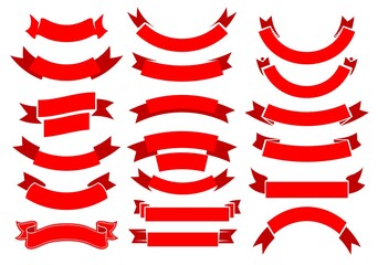 Wall Mural - red ribbons, vector banners. vintage scrolls, blank tape and band with curled edges and swirls. fest