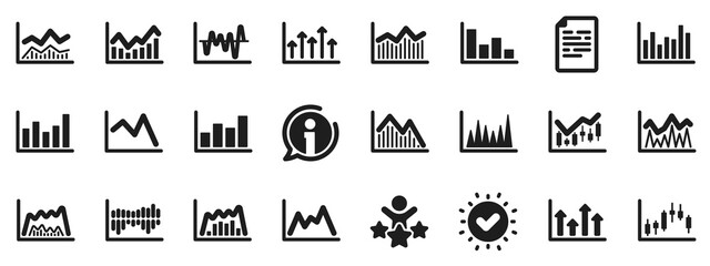 Poster - set of candle stick graph, report diagram and infochart icons. financial chart icons. growth, trade 