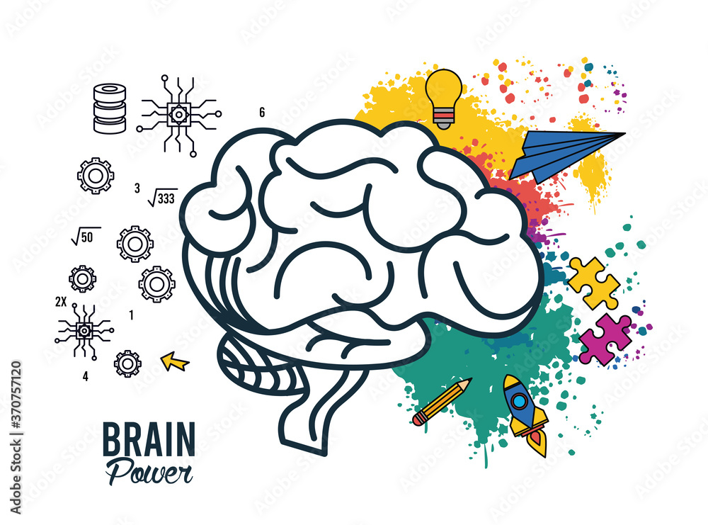brain power template with colors and set icons Stock Vector | Adobe Stock