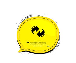 Aufkleber - Refresh, change arrow icon. Quote speech bubble. Rotation Arrowhead symbol. Navigation pointer sign. Quotation marks. Classic refresh icon. Vector