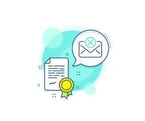 Poster - Delete message sign. Certification complex icon. Reject mail line icon. Decline web letter. Certificate or diploma document. Reject mail sign. Vector