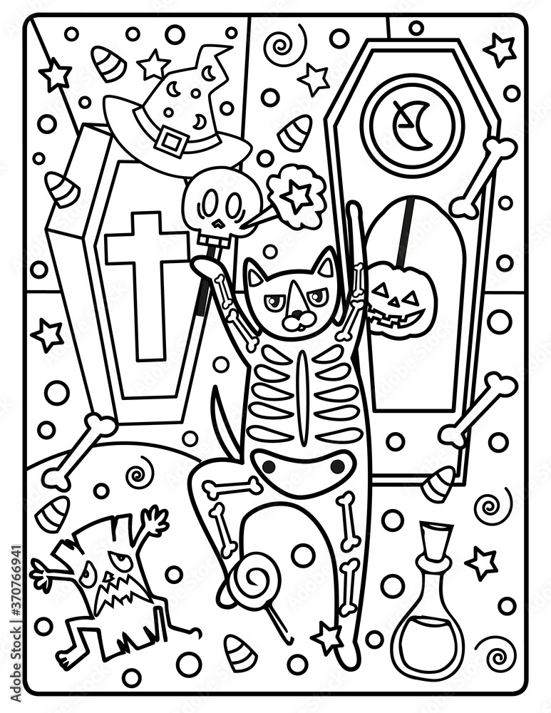 Halloween Coloring Page for Kids Stock-illustration | Adobe Stock