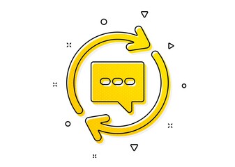 Aufkleber - Chat Speech bubble sign. Update Comments icon. Communication symbol. Yellow circles pattern. Classic update comments icon. Geometric elements. Vector