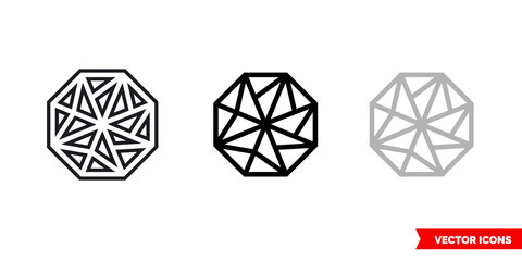 Mesh icon of 3 types color, black and white, outline. Isolated vector sign symbol.