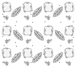 Wall Mural - fresh local food drawing pattern in color white background