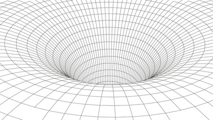 Poster - Tunnel or wormhole. Digital 3d wireframe tunnel. 3D tunnel grid. Network cyber technology. Surrealism. Background abstract vector image.