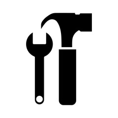 Poster - wrench and hammer tools silhouette style icon