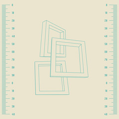 Aufkleber - Three rectangular 3D frames blueprint