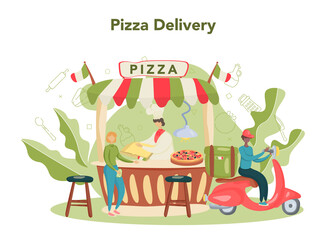 Wall Mural - pizzeria concept. chef cooking tasty delicious pizza. italian food