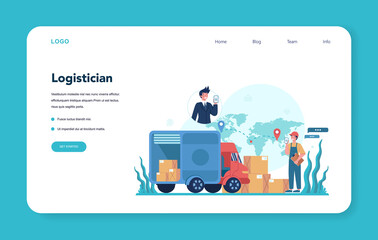 Logistic and delivery service web banner or landing page. Idea of