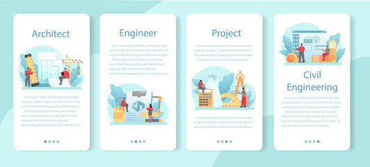Fototapete - Architecture mobile application banner set. Idea of building project