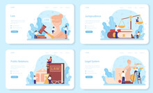 Law Class Web Banner Or Landing Page Set. Punishment And Judgement