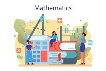Wall Mural - Math course concept. Learning mathematics, idea of education