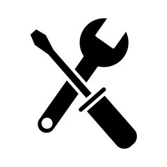 Sticker - wrench and screwdriver tool silhouette style icon