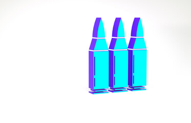 Poster - Turquoise Bullet icon isolated on white background. Minimalism concept. 3d illustration 3D render.