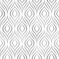 Wall Mural - Peacock feather. Vector seamless pattern. Silver elegant floral background. Abstract geometric texture. Silver peacock feather. Contemporary wallpaper. Design prints. Bird plumage. Vector illustration