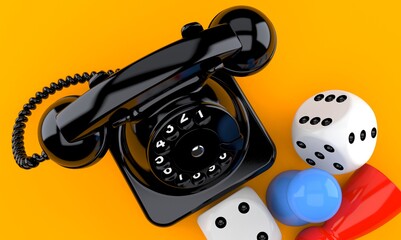 Wall Mural - Telephone with dice and pawn