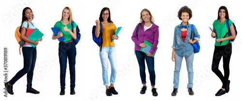 Tablou Canvas Erfolgreiche weibliche Studenten aus Amerika und Afrika und Europa