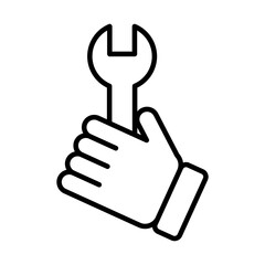 Sticker - hand with wrench key tool line style icon