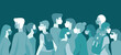 © Zubada - Crowd of various people in protective medical face masks. wearing protection from viruses during covid-19 pandemic. Crowded public place, transportation, subway. Flat vector illustration