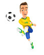 © 3Dmask - 3d soccer player yellow jersey powerful shooting