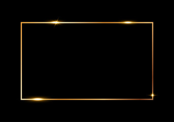 golden shiny glowing frame isolated over black