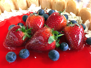 glazed strawberries on cake