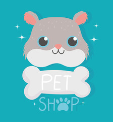 Sticker - pet shop, hamster rodent bone veterinary clinic food