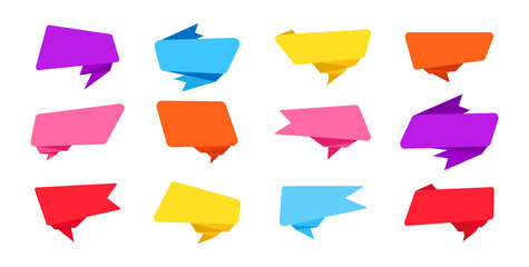 Wall Mural - banner for text flat design set. tags label blank collection, decorative icons. origami web stickers
