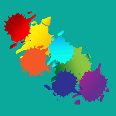 Aufkleber - Vector abstraction from blots. Splashes of paint. Illustration of colored ink blots. Grunge drawing. Stock photo.