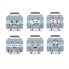 Sticker - Grey lunch box cartoon character with sad expression