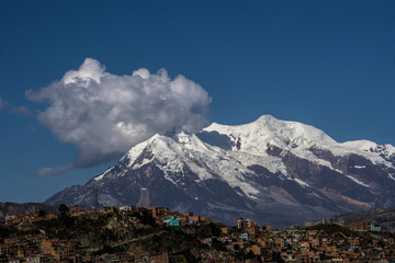 El Alto, La Paz, Bolivia. May, 21, 2019: View of the city of El Alto. Located at more than 4000 meters above sea level with the Andes Mountains in the background.