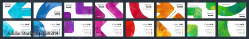 Fotografía Watercolor business identity cards colourful cover template bundle set