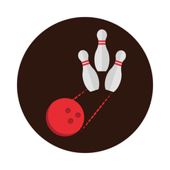 Sticker - scattered skittle and bowling ball game recreational sport block flat icon design