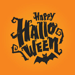 Happy Halloween vector lettering. Holiday lettering for banner. Happy Halloween poster, greeting card, party invitation. Vector illustration.