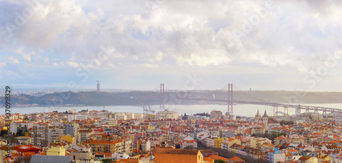 Panorama aerial bridge Lisb...