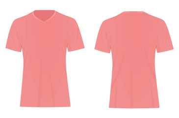 Pink v neck t shirt. vector illustration